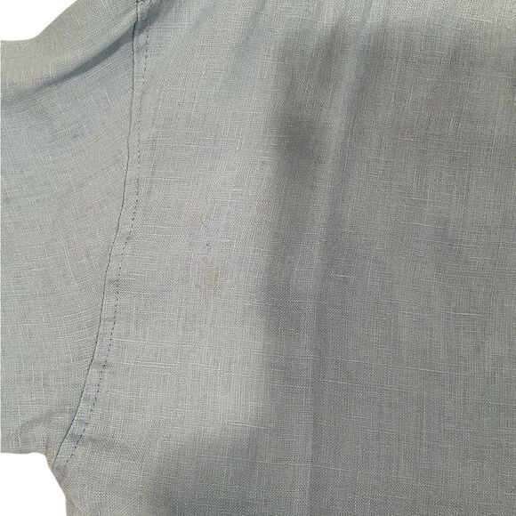 Zara Women's Size Large Linen Blue Button Down Long Sleeves Shirt Blouse - Picture 5 of 16